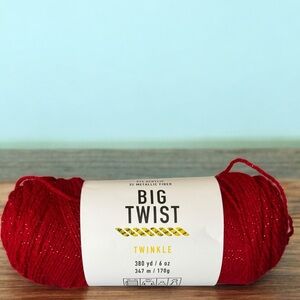 Big Twist Twinkle Yarn Red Sparkle – 6 oz | 347 yds | Acrylic Blend